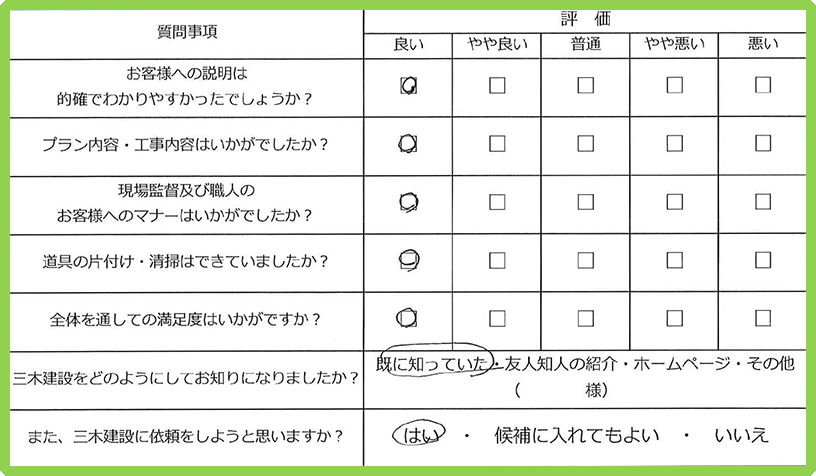 モルタル塗替工事 アンケート