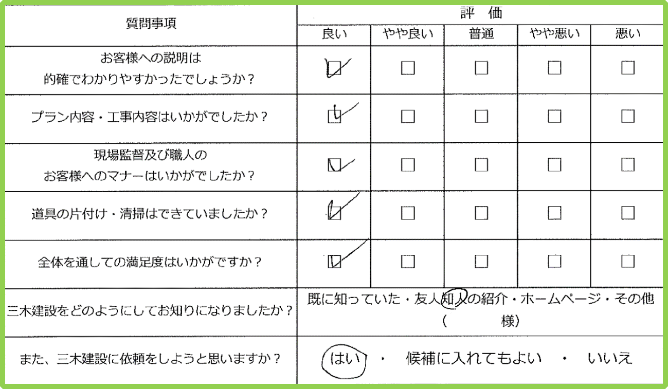 モルタル塗替工事 アンケート